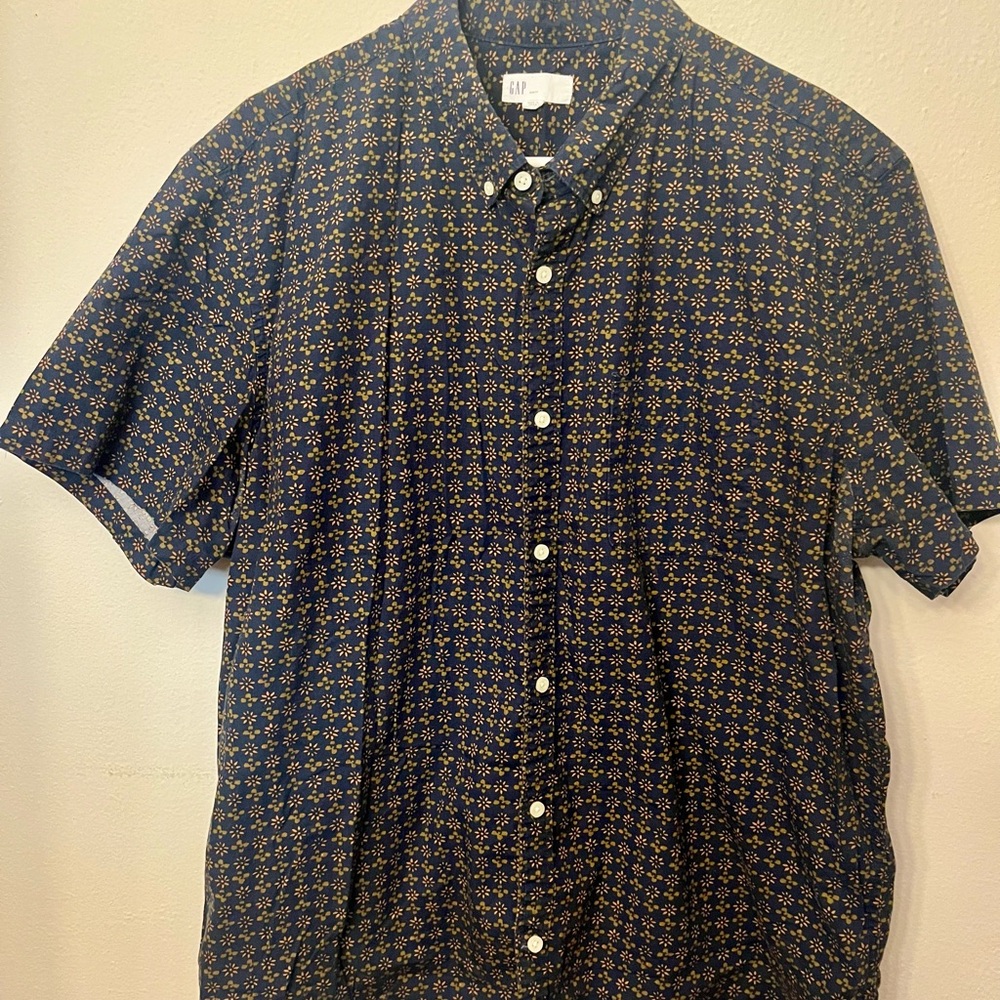 GAP MEN’S NAVY FLORAL SHORT SLEEVE SHIRT SIZE XXL